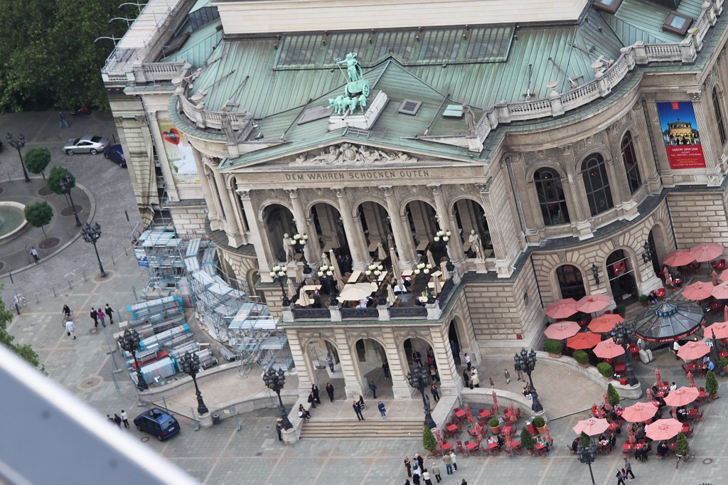 IMG_0298.JPG - Front of "Alte Oper" (Old Opera house)  http://en.wikipedia.org/wiki/Alte_Oper . Picture taken from top of Main tower  http://en.wikipedia.org/wiki/Maintower , which offers a public viewing platform.