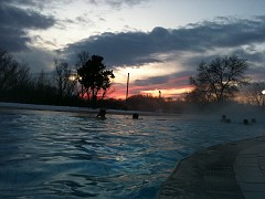 Sun set in the winterly Rebstockbad