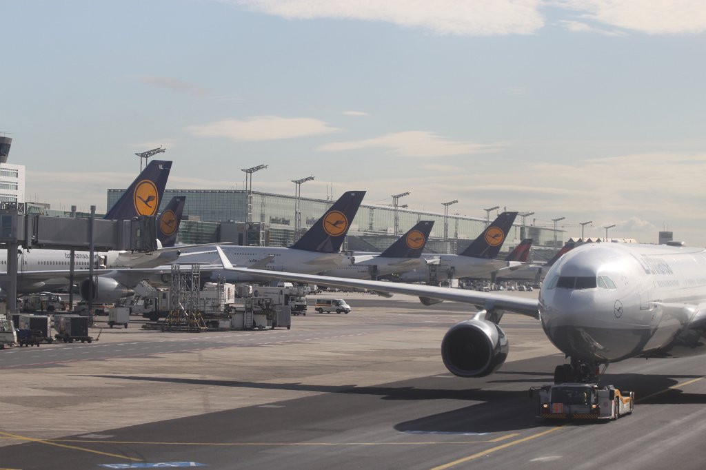 Frankfurt Airport  http://en.wikipedia.org/wiki/Frankfurt_Airport