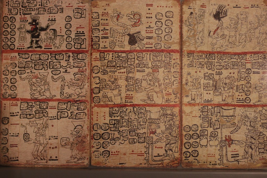 IMG_7463.JPG - Facsimile of the Madrid Codex Tro-Cortesianius on ficus bast paper. The original was created around 1450 CE, has been located since 1875 in the Museo de America in Madrid  Chocolate Museum   Cologne .