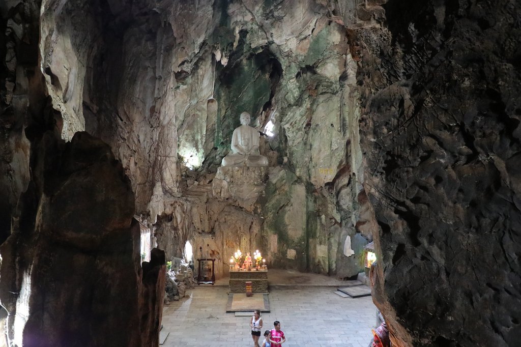 574A7905.JPG -  Marble Mountains . The marble mountain are a cluster of 5 hills named after the five elements Kim (metal), Thuy (water), Moc (wood), Hoa (fire) and Tho (earth). Thuy Son is the one which is easily accessible, through an elevator, has Buddhist and Hindu grottoes, sanctuaries, pagodas, the tower of Pho Dong and a panoramic view on the other marble mountains.