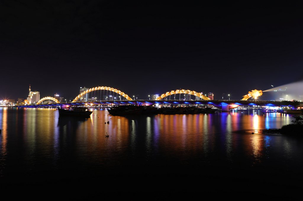 574A7970.JPG -  Dragon Bridge   Danang . Each Saturday and Sunday evening at 9PM the dragon "breathes" fire or water. In our case it was water but still a show.